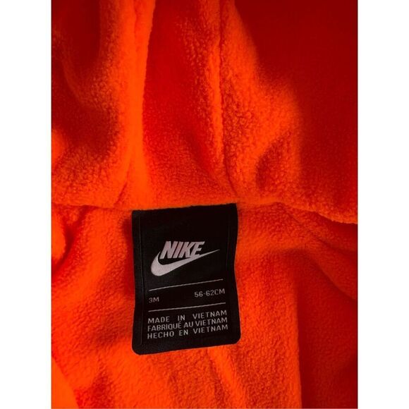 NIKE Baby Boy Full-Zip Hooded Camo Puffer Snowsuit Orange Fleece Lined- 3M - Picture 5 of 6